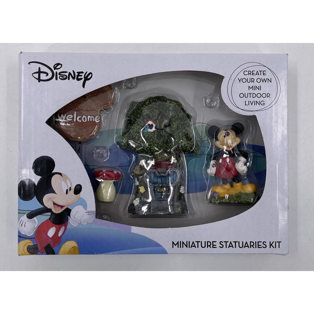 Disney Mickey Mouse Fairy Garden Miniature Statuaries Kit 4 Pc New in Box NIB